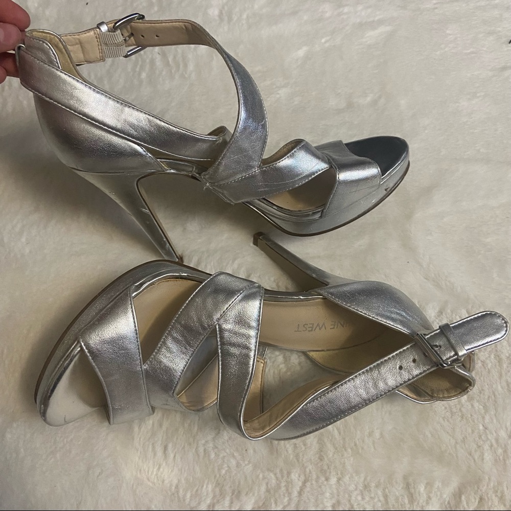 Silver Nine West Heels